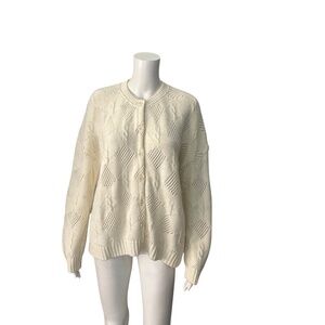 NWT $284 AMS Pure Collection Ivory Cayo Button Up Cardigan Size 8